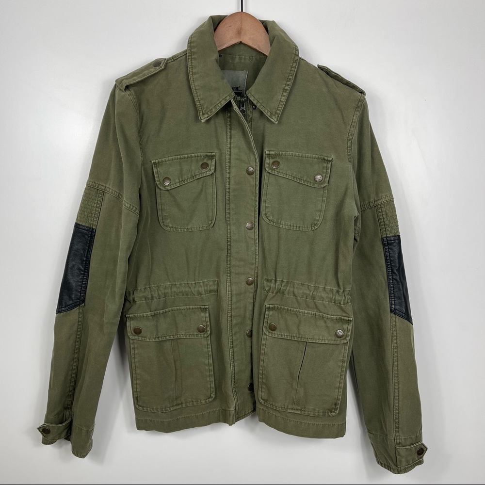 Levis Green Utility Jacket Womens Size Medium Moto Peplum